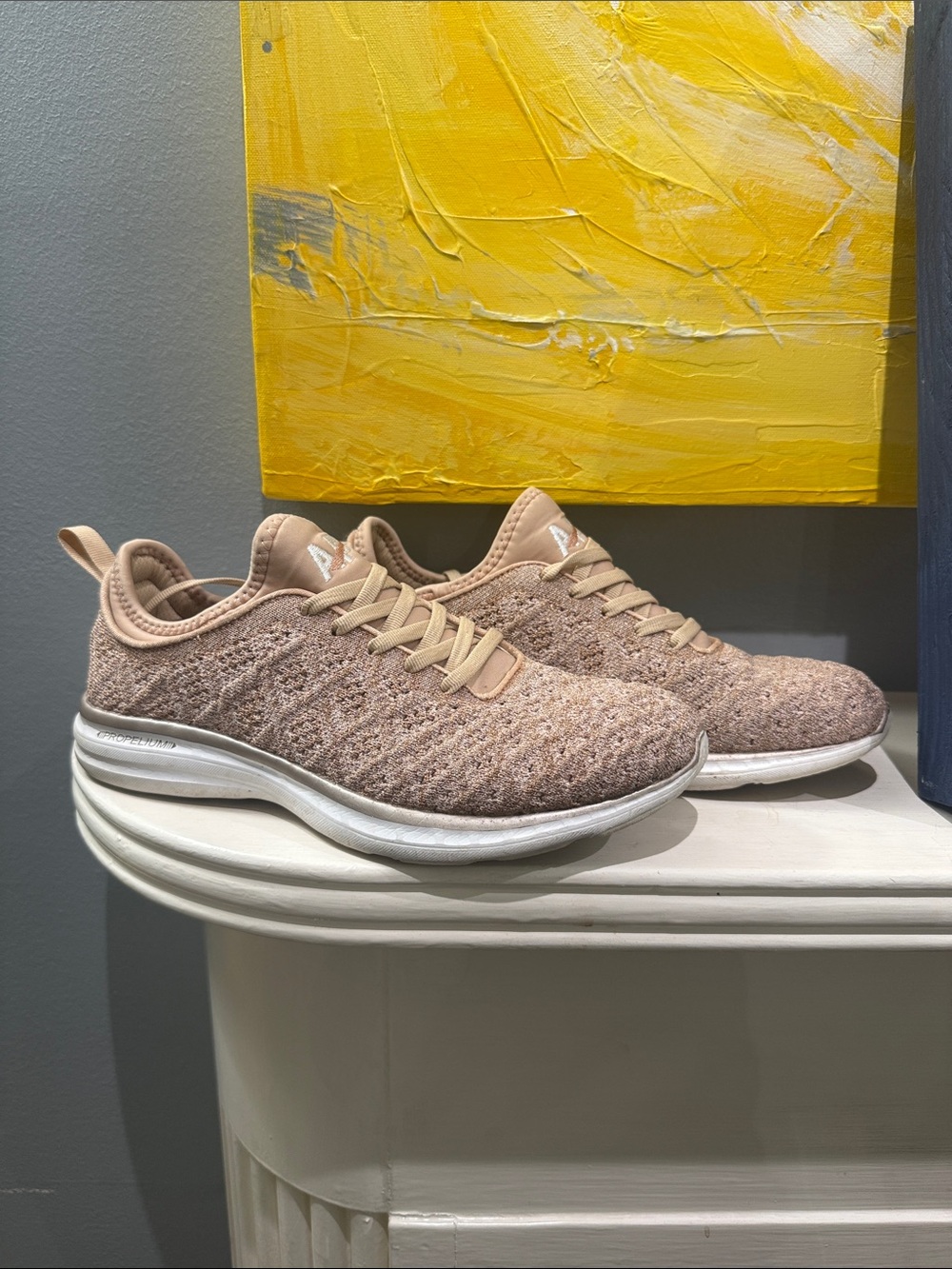 APL Knit Sneakers in Taupe and White